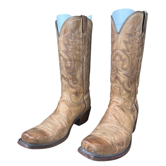 Lucchese Men’s Lewis Mad Gog Goat Tan Leather Cowboy Boot Size US 8.5 D main image 9